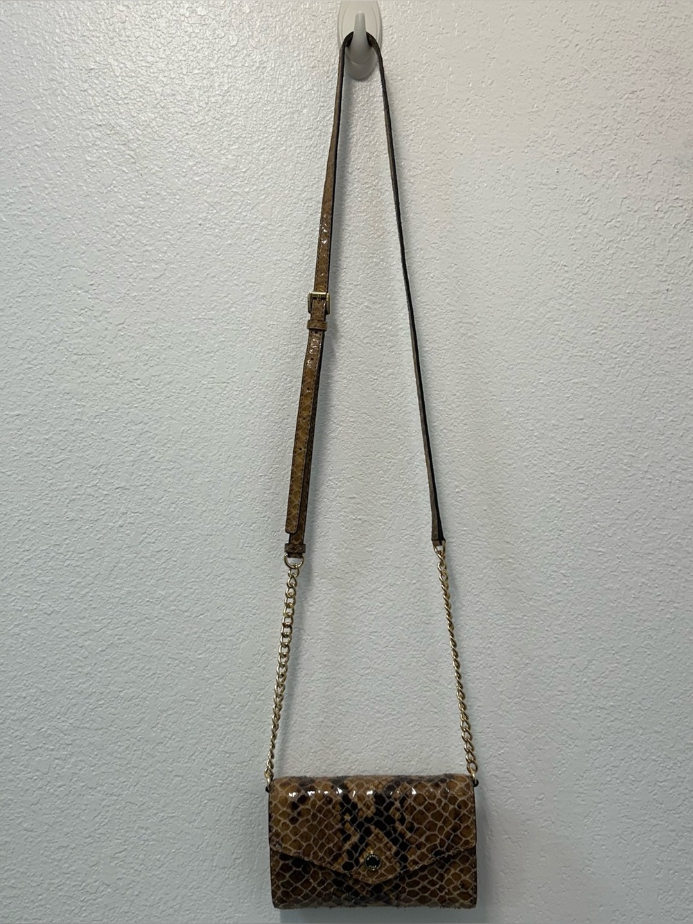 MICHAEL KORS Python Embossed Leather Crossbody Small Clutch Bag Detachable strap